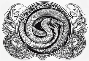 norse mythology world serpent wrap around tattoo design tattoo idea