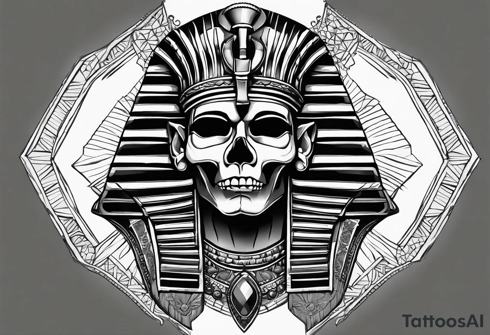pharaoh skull realistic tattoo idea