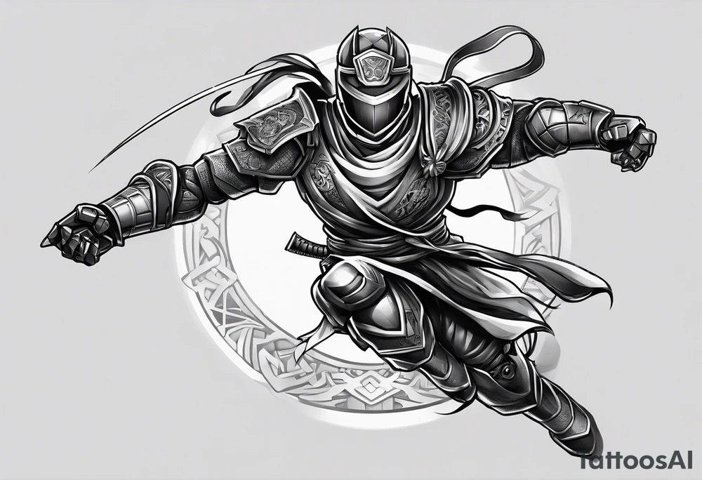 Robot ninja warrior tattoo idea