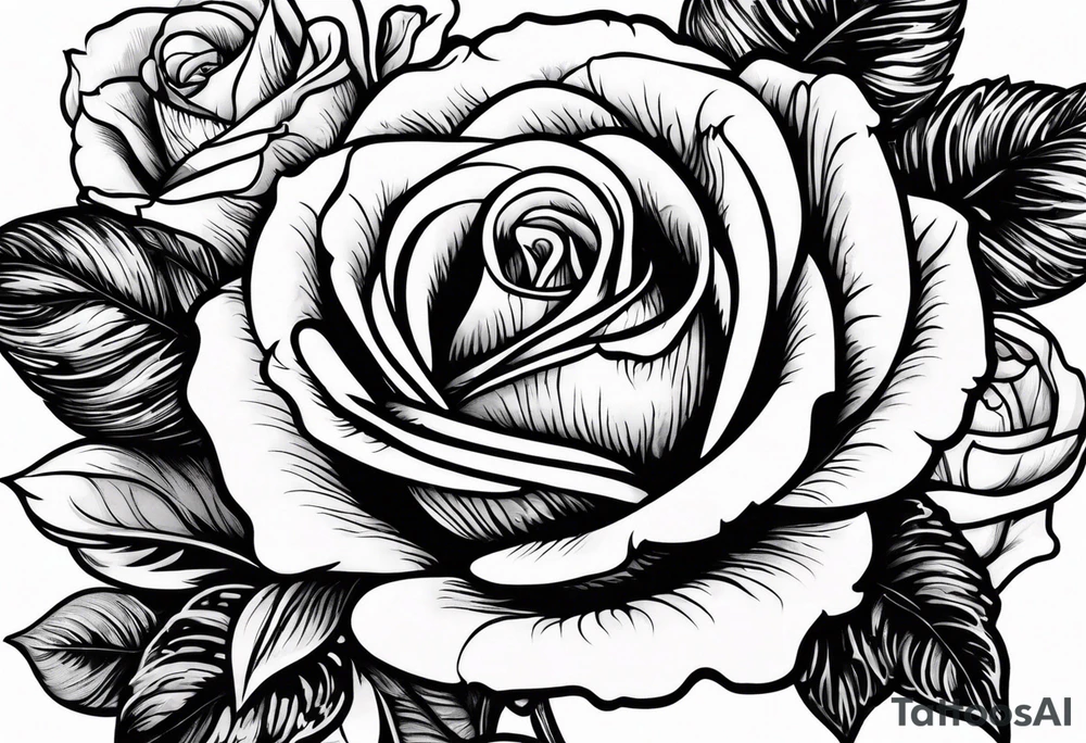 rose and violet with greenery tattoo idea