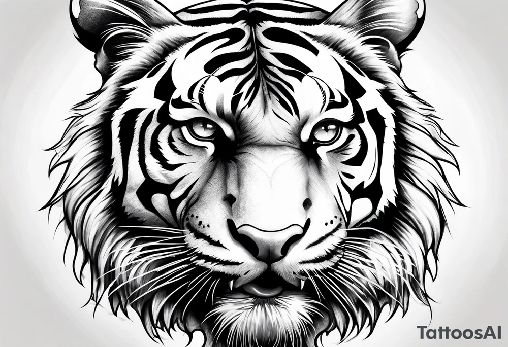 powerful tiger, mouth opened, looking at left tattoo idea powerful tiger, mouth opened, looking at left tattoo idea