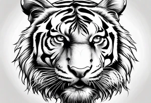 powerful tiger, mouth opened, looking at left tattoo idea