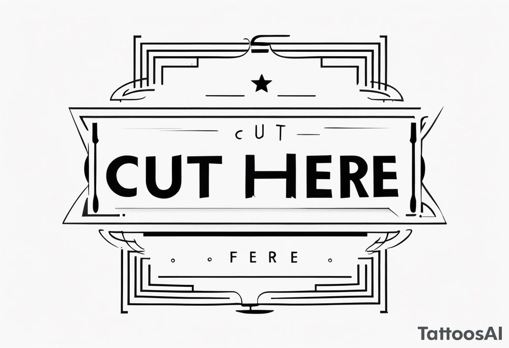 "Cut here" lettering tattoo design tattoo idea