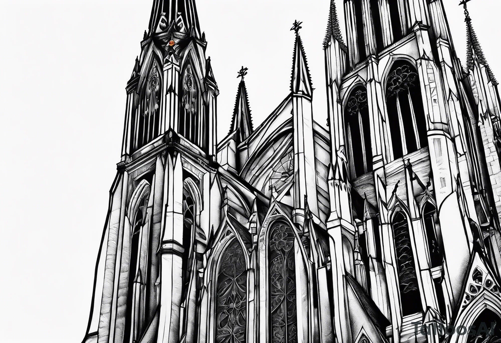 cathedral on fire tattoo idea