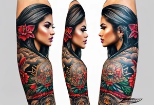 Arm sleeve inspired by Mexican American imagery tattoo idea