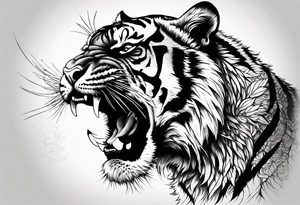 Fierce tiger roaring tattoo idea