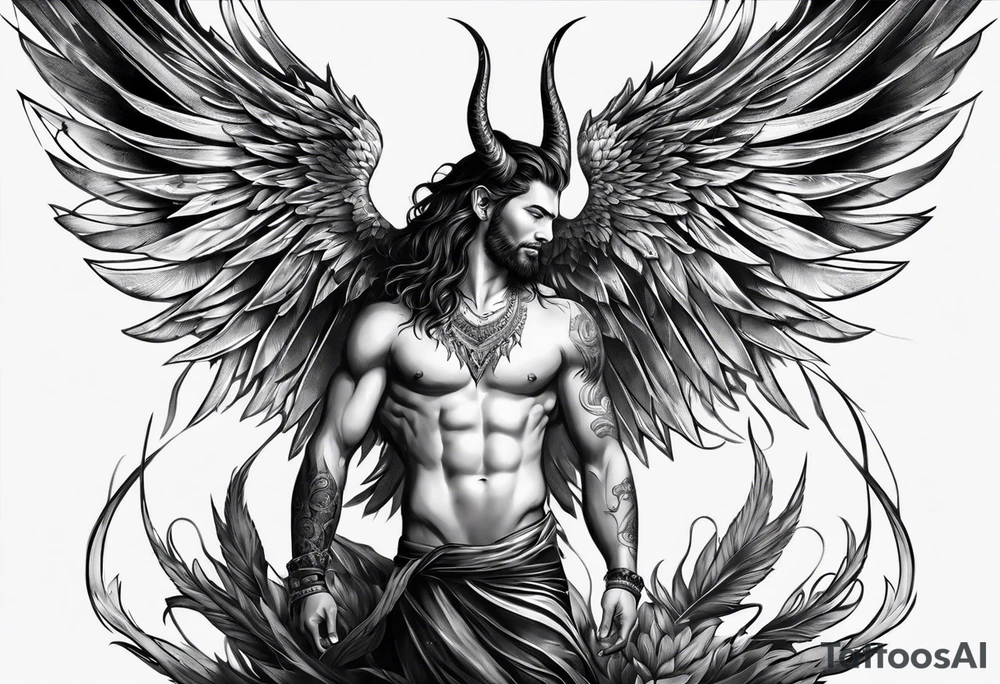 Lucifer com asas de morcego tattoo idea