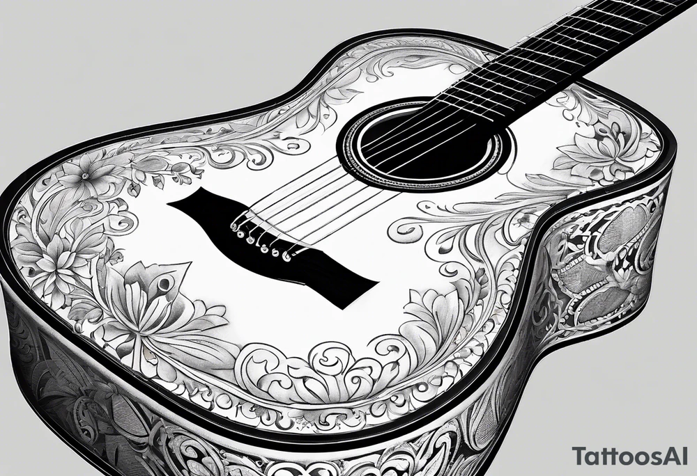 full scale basic black acoustic guitar for women's inner bicep. tattoo idea full scale basic black acoustic guitar for women's inner bicep. tattoo idea