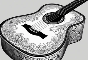 full scale basic black acoustic guitar for women's inner bicep. tattoo idea