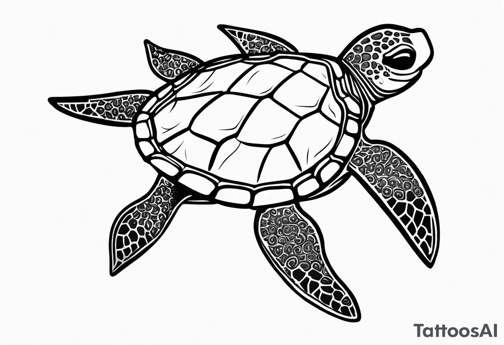 Turtle and starfish chain simple small tattoo idea