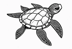 Turtle and starfish chain simple small tattoo idea