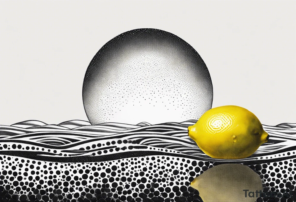 A lemon floats on the ocean tattoo idea