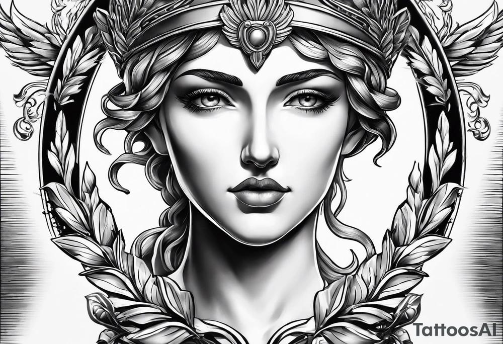 athena aegis with a laurel wreath tattoo idea