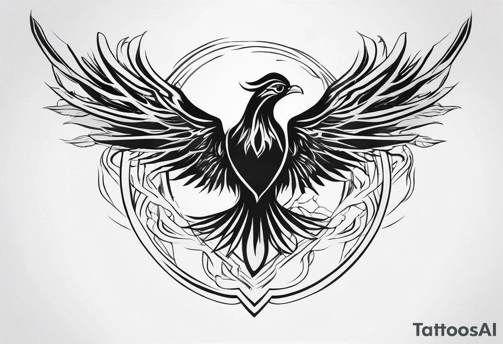 A phoenix transitioning from life to death or from ashes to rebirth tattoo idea