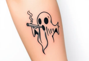 Cute ghost smoking a bong tattoo idea