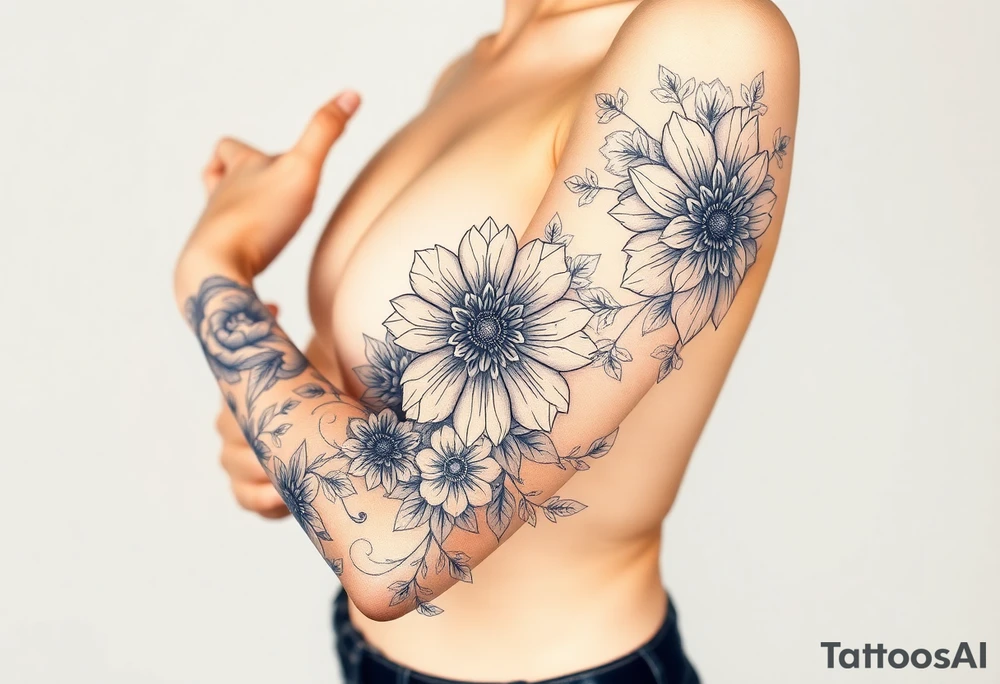 Survival through pain, flowers, mandalas tattoo idea