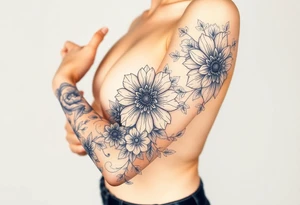 Survival through pain, flowers, mandalas tattoo idea