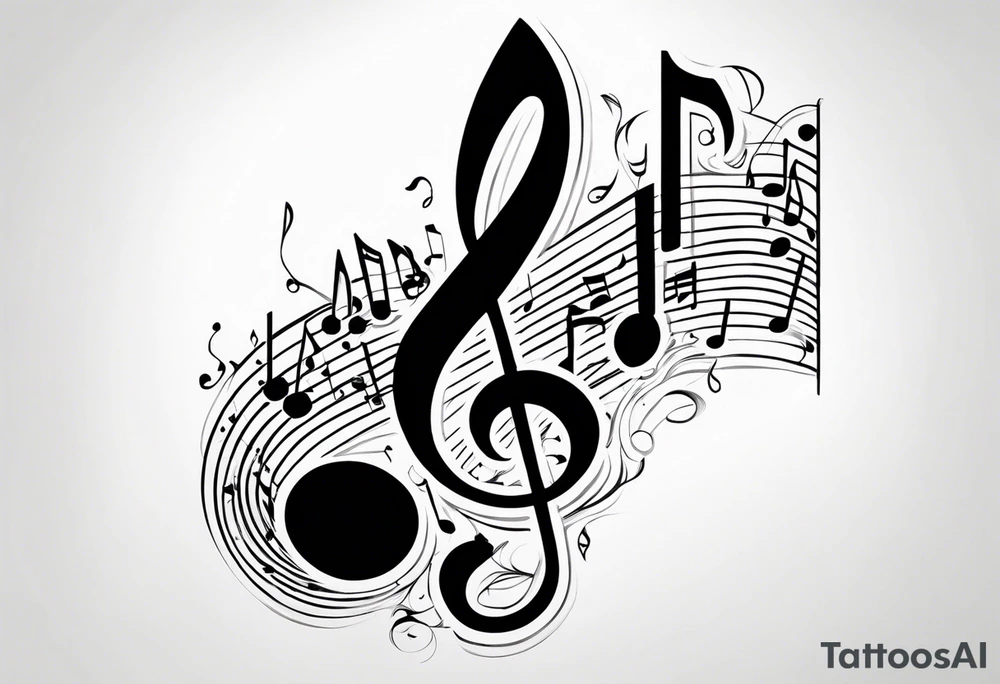 music note sleeve tattoo idea