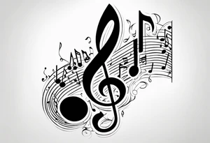 music note sleeve tattoo idea