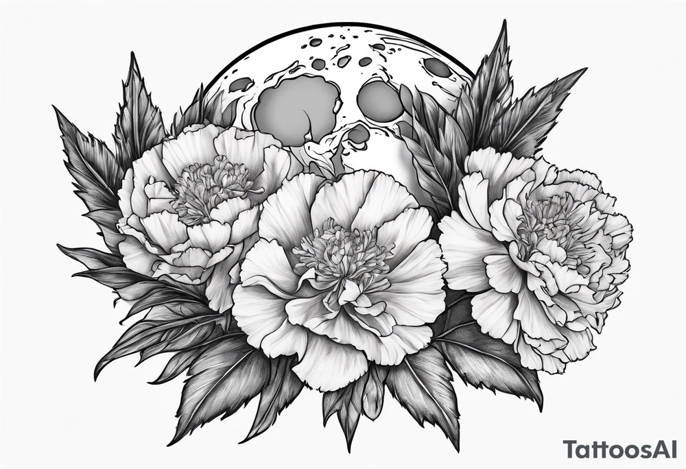 Full moon carnations tattoo idea