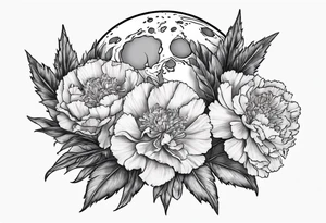 Full moon carnations tattoo idea