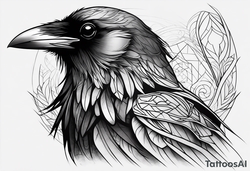 raven head tattoo idea