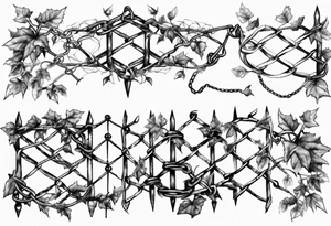chain link fence with pointy ivy tattoo idea