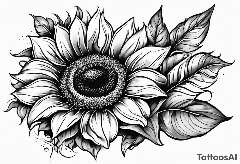 Sunflower arm sleeve tattoo idea
