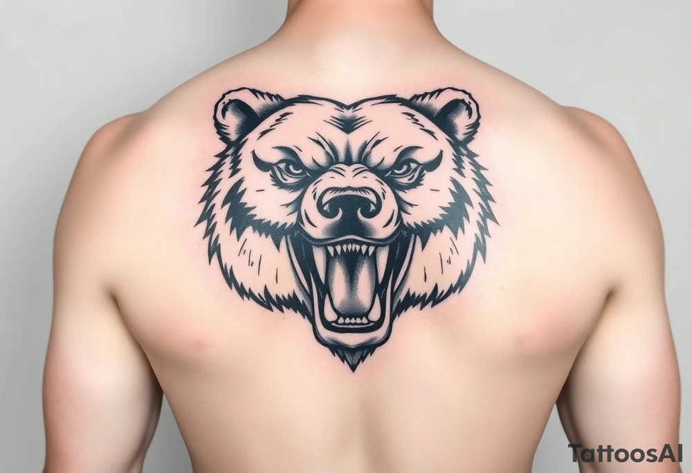 snarling bear face tattoo idea