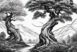 Two seperate trees beside each other tattoo idea
