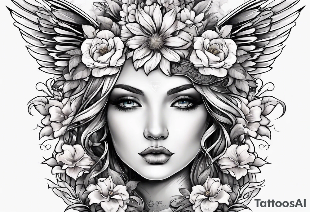 Angels flowers gods tattoo idea