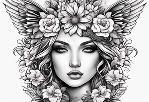 Angels flowers gods tattoo idea