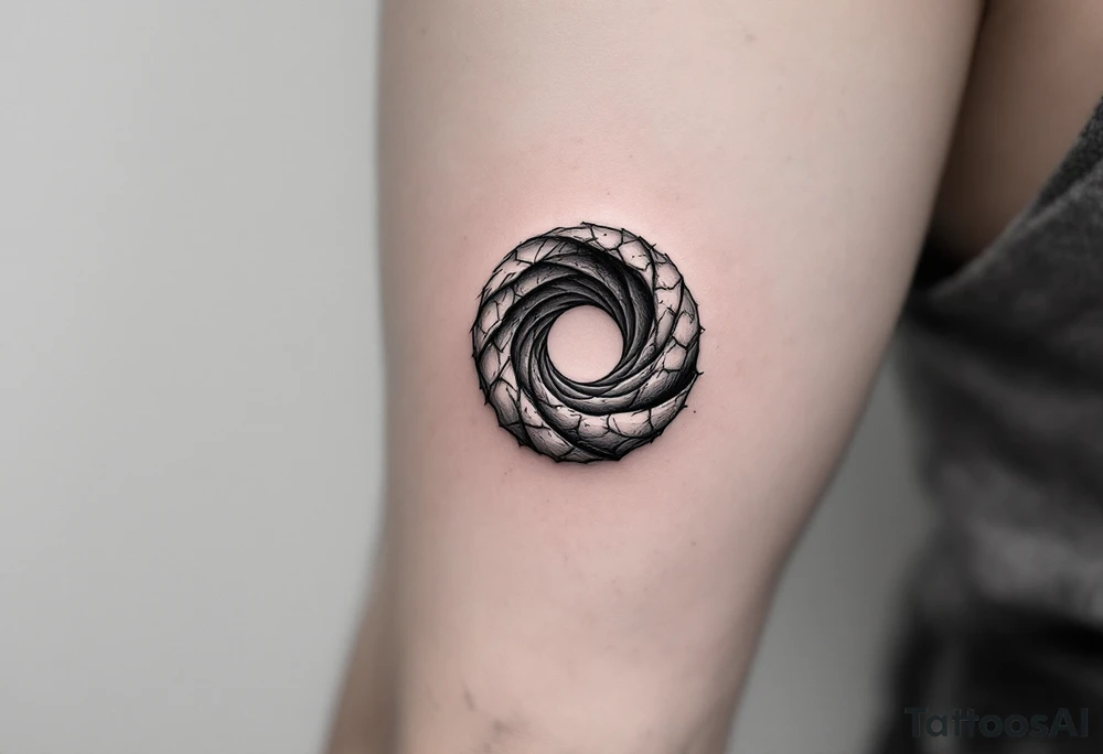 A representation of a worm hole with 2 sides tattoo idea