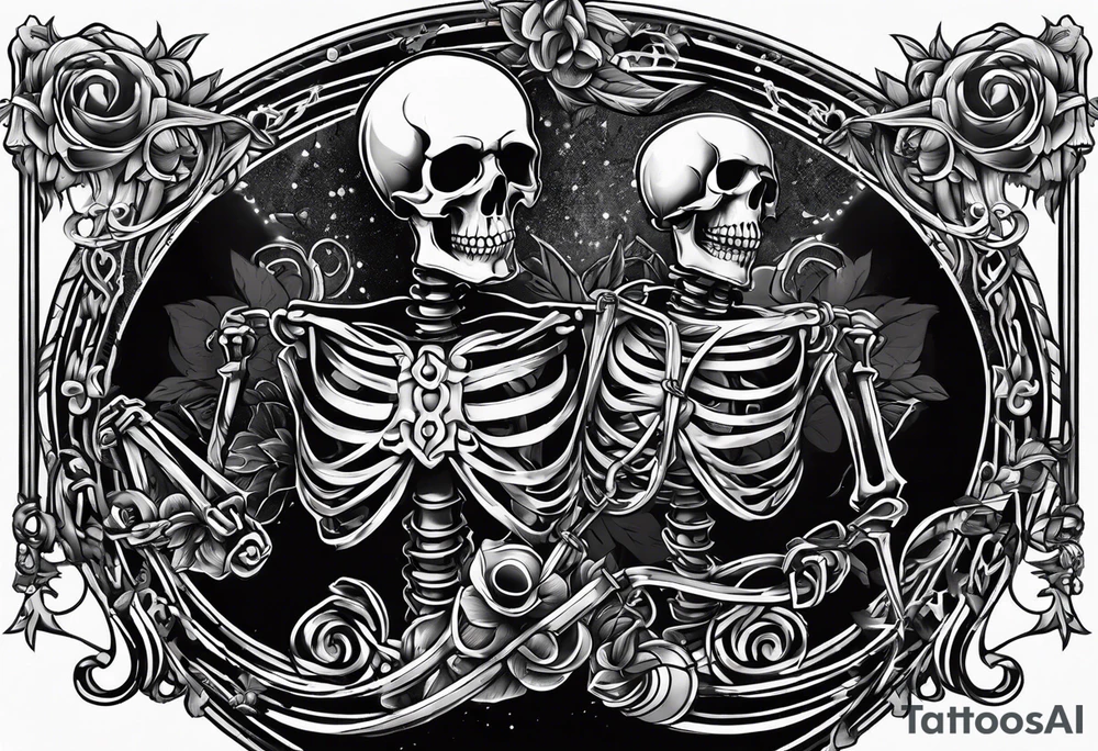 Skeleton with ball and chain tattoo idea