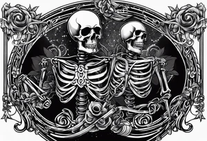 Skeleton with ball and chain tattoo idea