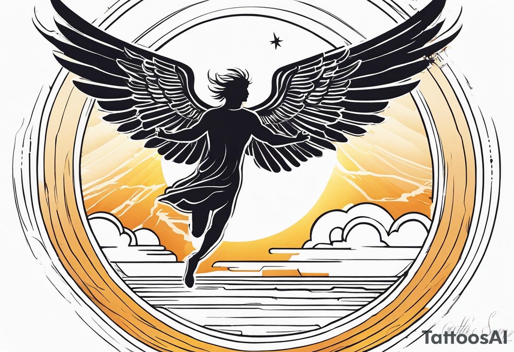 Icarus's myth flying too close to the sun tattoo idea