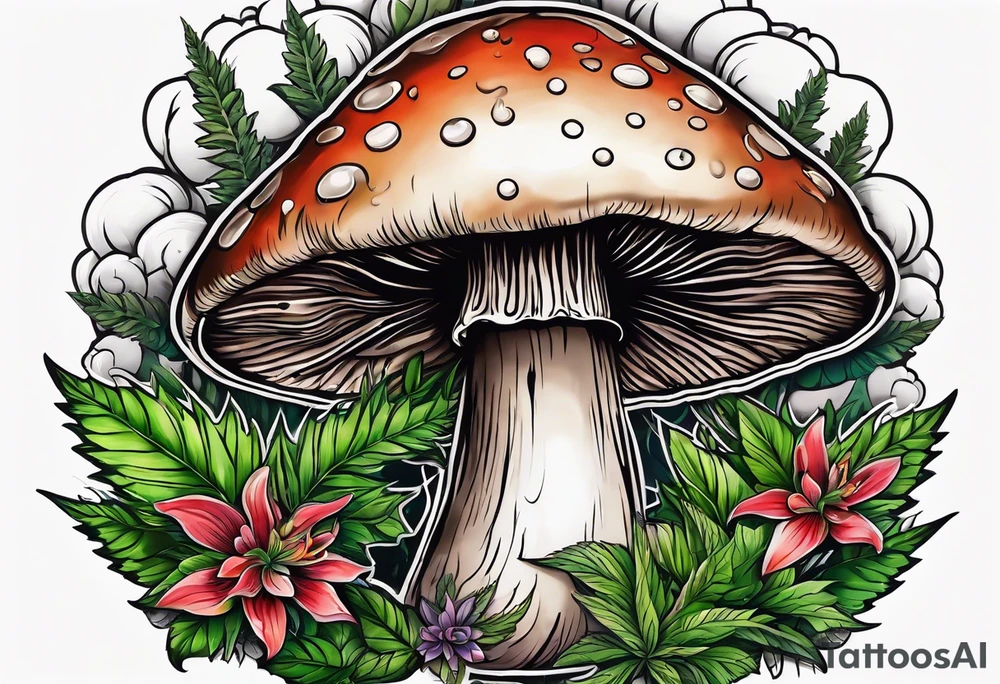 shroom and marijuana tattoo tattoo idea