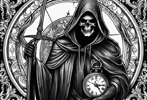 Grim reaper with a pocket watch tattoo idea