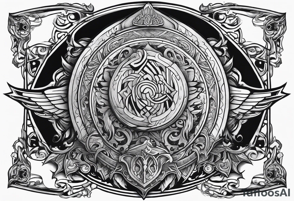 Valhalla sword shield banner tattoo idea