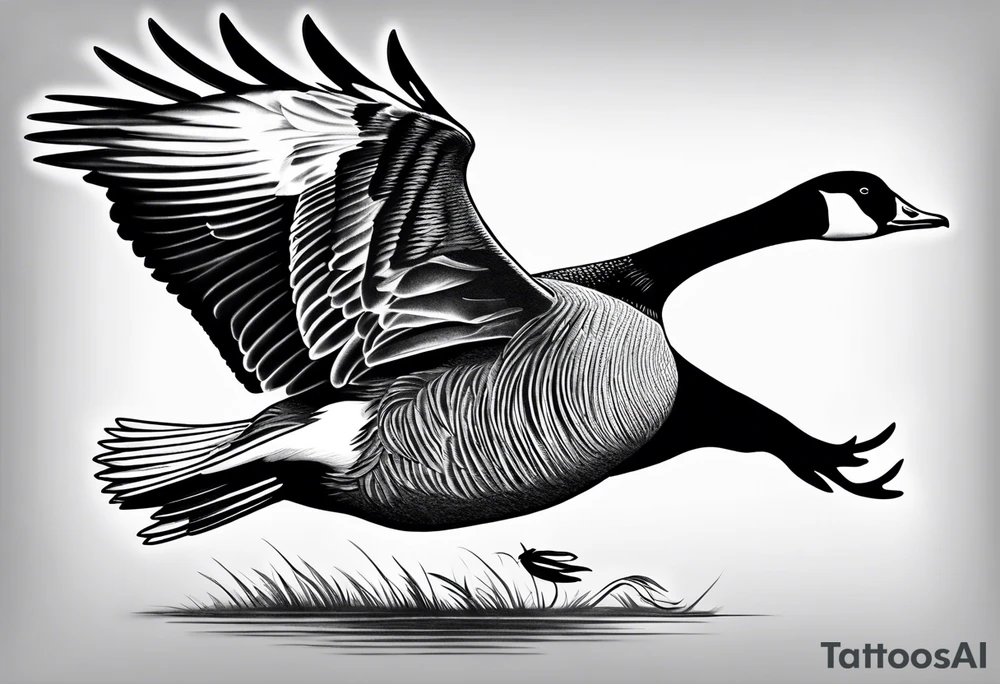 flying canadian goose pencil tattoo idea