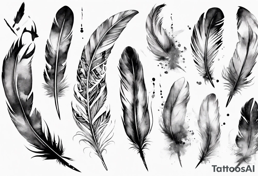 feather and birds tattoo idea