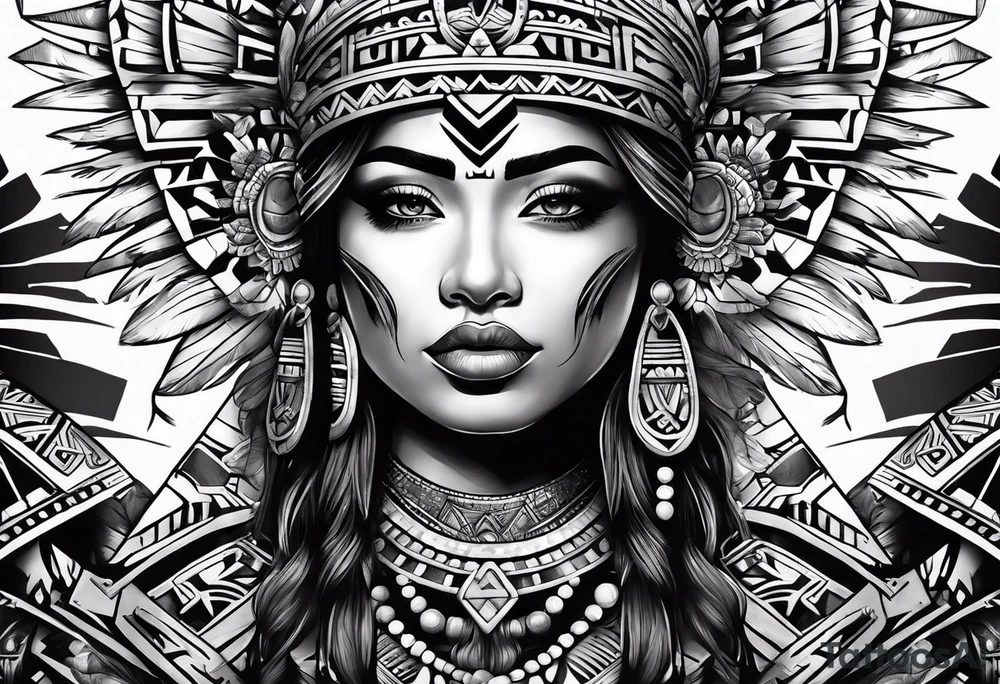 Aztec portrait tattoo idea