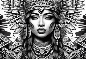 Aztec portrait tattoo idea
