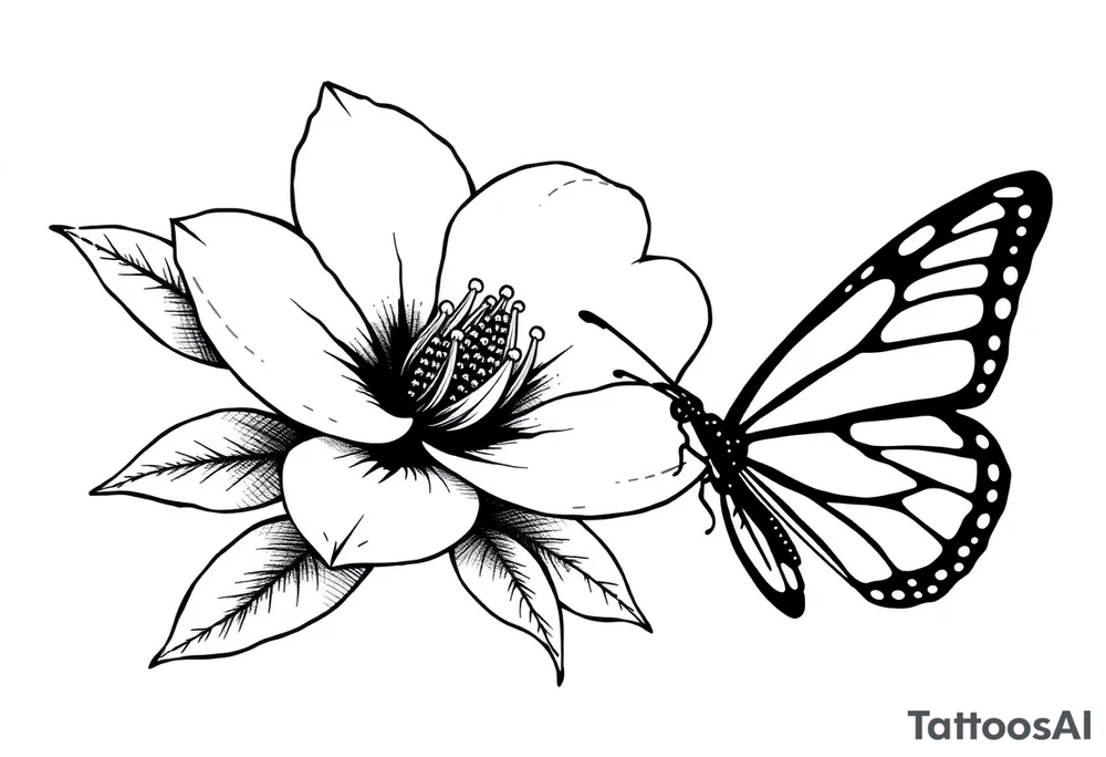 Magnolia flower, butterfly tattoo idea