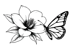 Magnolia flower, butterfly tattoo idea