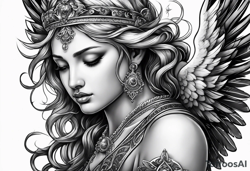 Angel with prayer hands tattoo idea