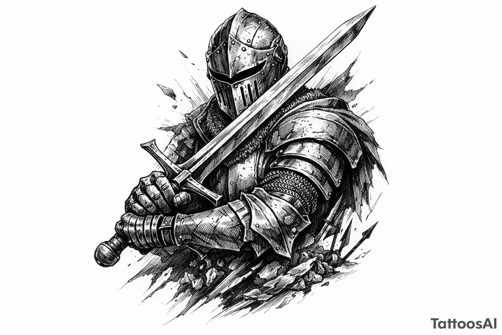 a knight who wields a sword. tattoo idea