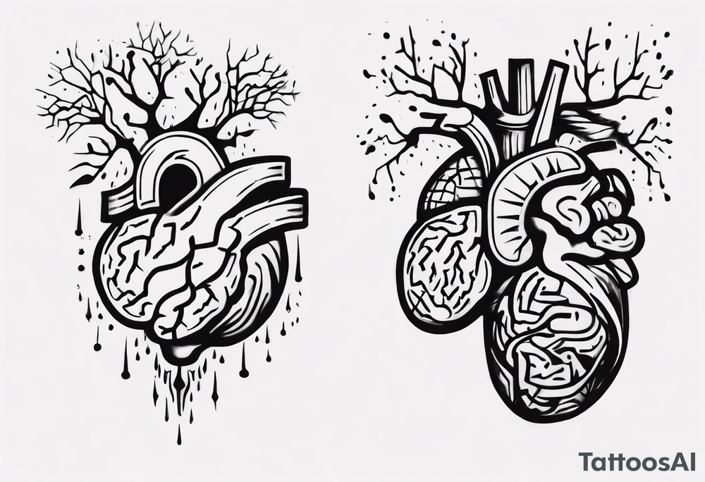 Converge human brain and human heart tattoo idea