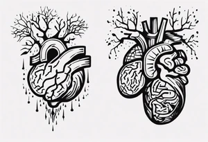 Converge human brain and human heart tattoo idea