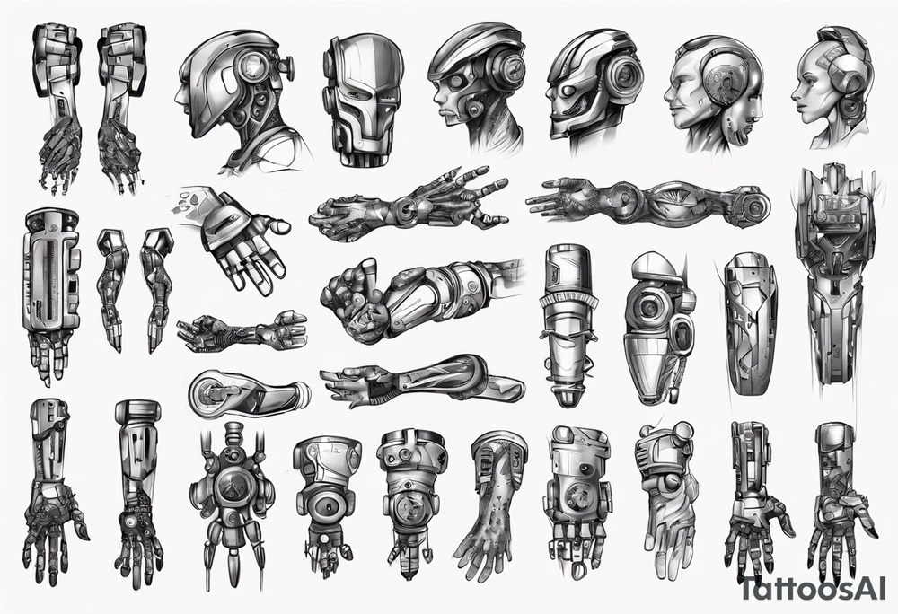 robotic forearm tattoo idea